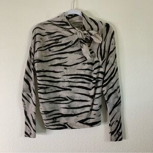 Brochu Walker Womens 100% cashmere tie neck long sleeve sweatshirt XS